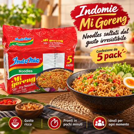 Indomie Mi Goreng Original 5 × 80 g (400 g) – Noodles Istantanei Saltati