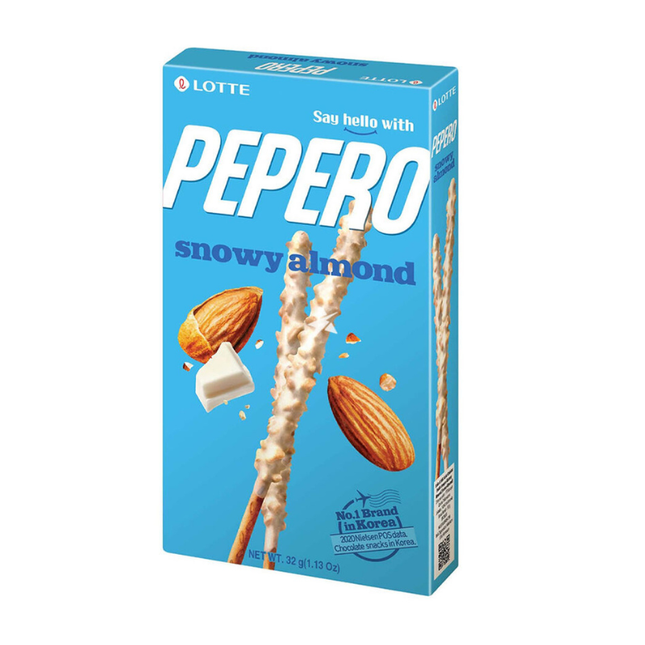 Lotte Pepero Snowy Almond Biscuit Sticks with White Chocolate and Almonds