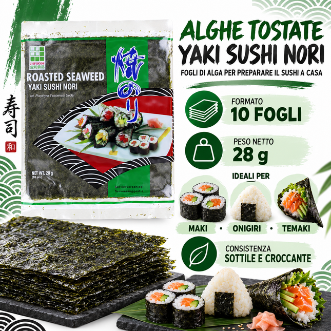 JH Foods Yaki Sushi Nori Roasted Seaweed 10 Sheets 28g