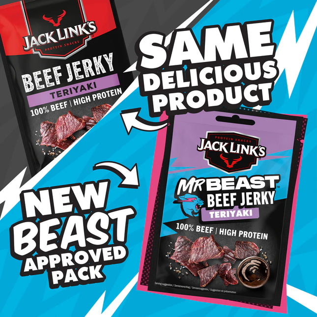 Jack Link’s x MrBeast Beef Jerky Teriyaki  40g– Snack Proteico di Manzo 100% Beef