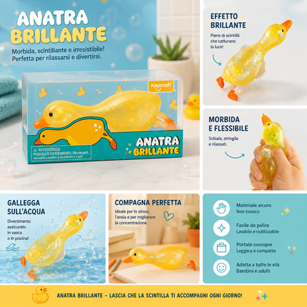 Keycraft Sparkly Squishy Duck – Weiches Anti-Stress-Sensorikspielzeug mit Glitzer