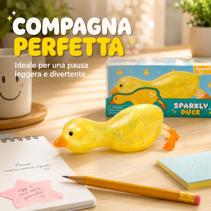 Keycraft Sparkly Squishy Duck – Weiches Anti-Stress-Sensorikspielzeug mit Glitzer