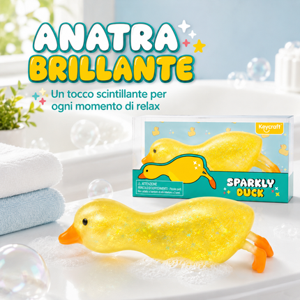 Keycraft Sparkly Squishy Duck – Weiches Anti-Stress-Sensorikspielzeug mit Glitzer
