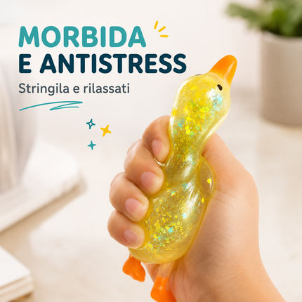Keycraft Sparkly Squishy Duck – Weiches Anti-Stress-Sensorikspielzeug mit Glitzer