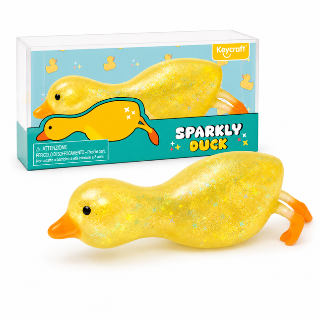 Keycraft Sparkly Squishy Duck – Weiches Anti-Stress-Sensorikspielzeug mit Glitzer