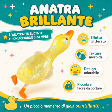 Keycraft Sparkly Squishy Duck – Weiches Anti-Stress-Sensorikspielzeug mit Glitzer