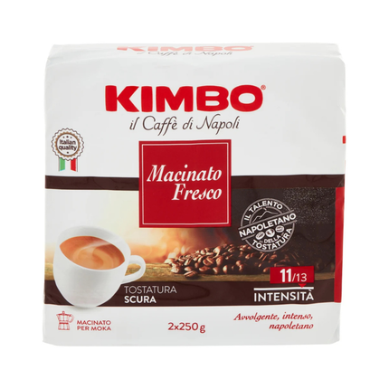 Kimbo Macinato Fresco Caffè Macinato per Moka 2 × 250 g (500 g)