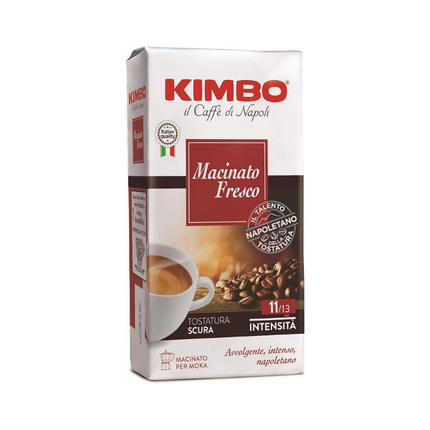 Kimbo Macinato Fresco für Mokkakanne 250 g – Gemahlener Kaffee Dunkle Röstung