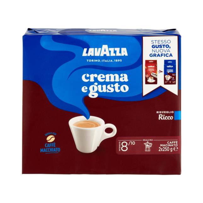 Lavazza Crema e Gusto Risveglio Ricco Ground Coffee 2 x 250 g (500 g)