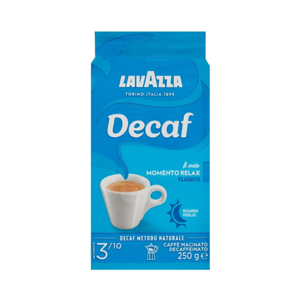 Lavazza Decaf Caffè Macinato Decaffeinato 250 g – Intensità 3/10 – Per Moka