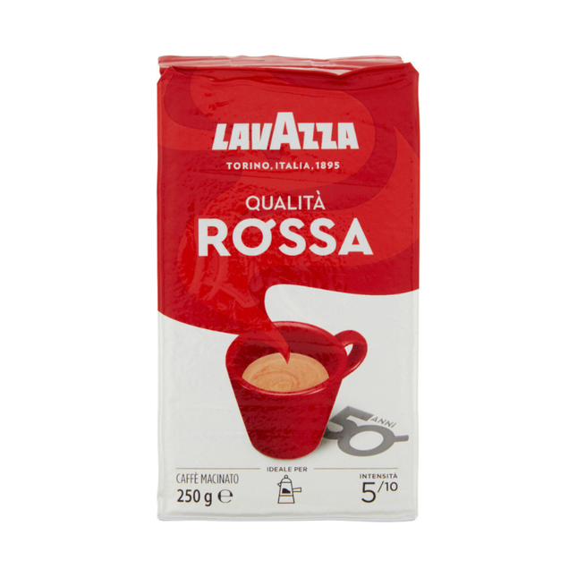 Lavazza Qualità Rossa Ground Coffee 250 g – Intensity 5/10 for Moka Pot