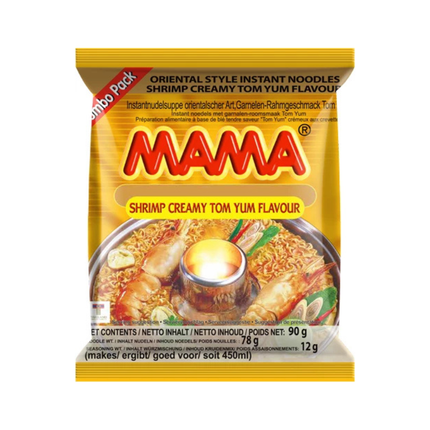 Mama Jumbo Pack Shrimp Creamy Tom Yum Flavour 90 g – Thailändische Instantnudeln mit cremigem Tom Yum-Geschmack und Garnelen