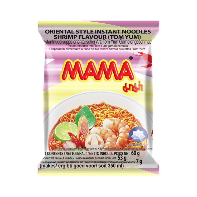 Mama Shrimp Flavour Tom Yum 60 g – Thai Instant Noodles Shrimp Tom Yum Flavour