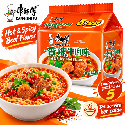Master Kong – Noodles istantanei gusto manzo piccante – 5 x 104 g