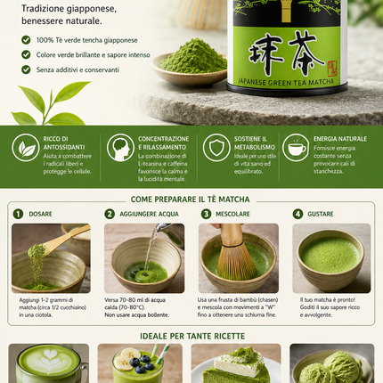 Matcha Giapponese in Polvere 100% Tè Verde – 30 g