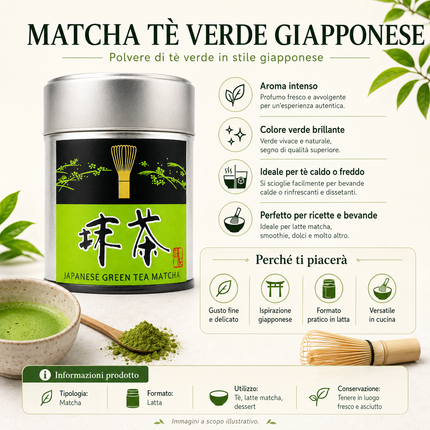 Matcha Giapponese in Polvere 100% Tè Verde – 30 g