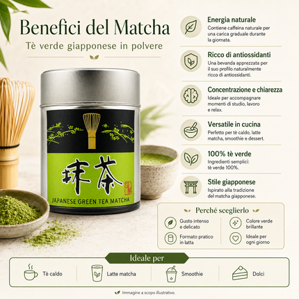 Matcha Giapponese in Polvere 100% Tè Verde – 30 g
