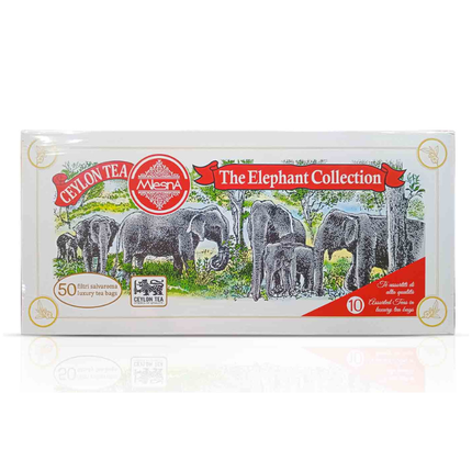 Mlesna Pure Ceylon Elephant Collection – Cofanetto Assortito 50 Filtri di Tè Premium 100g
