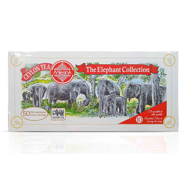 Mlesna Pure Ceylon Elephant Collection – Cofanetto Assortito 50 Filtri di Tè Premium 100g