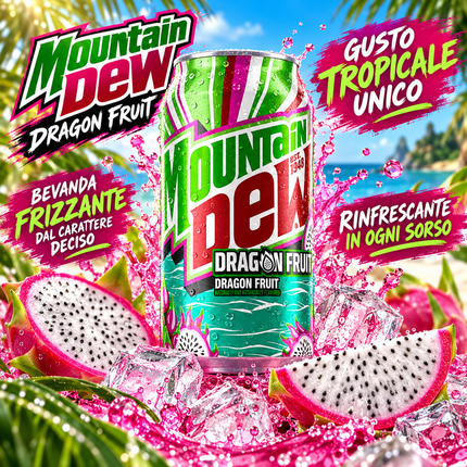 Mountain Dew Dragon Fruit – Erfrischungsgetränk mit Drachenfruchtgeschmack 355 ml