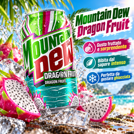 Mountain Dew Dragon Fruit – Erfrischungsgetränk mit Drachenfruchtgeschmack 355 ml