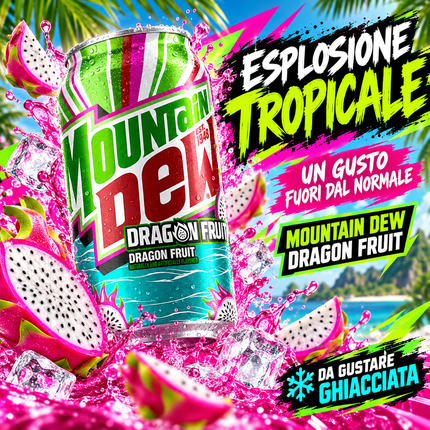 Mountain Dew Dragon Fruit – Erfrischungsgetränk mit Drachenfruchtgeschmack 355 ml