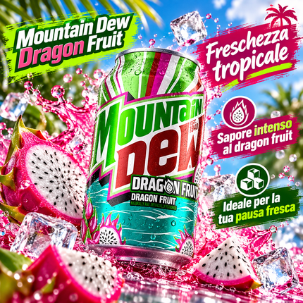 Mountain Dew Dragon Fruit – Erfrischungsgetränk mit Drachenfruchtgeschmack 355 ml