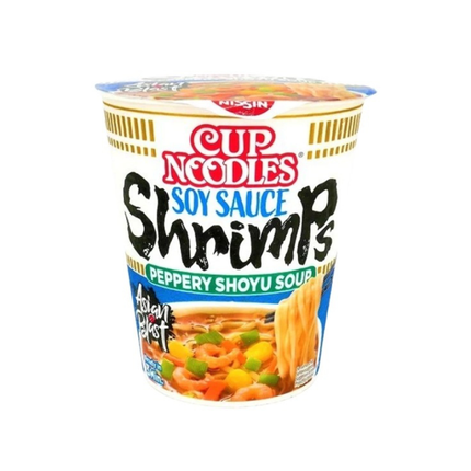 Nissin Cup Noodles Soy Sauce Shrimps 63 g – Noodles Giapponesi ai Gamberi e Salsa di Soia