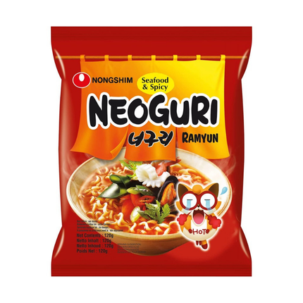 Nongshim Neoguri Ramyun Seafood & Spicy – Koreanische Meeresfrüchte-Ramen, scharf, 120 g