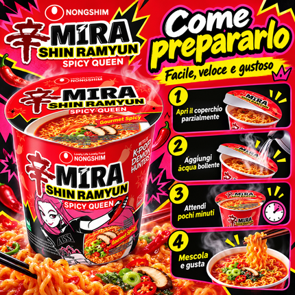 Nongshim – Shin Ramyun KPop Demon Hunters Mira Spicy Queen Cup – 68 g