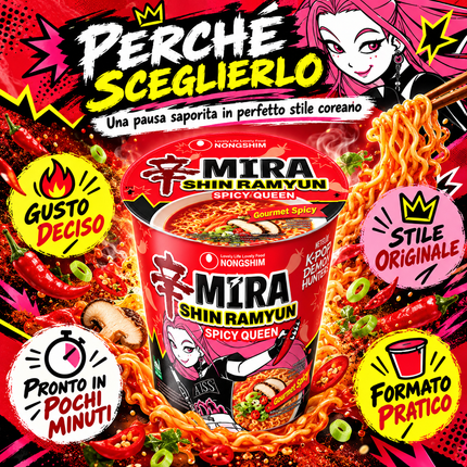 Nongshim – Shin Ramyun KPop Demon Hunters Mira Spicy Queen Cup – 68 g