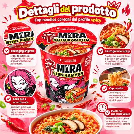 Nongshim – Shin Ramyun KPop Demon Hunters Mira Spicy Queen Cup – 68 g