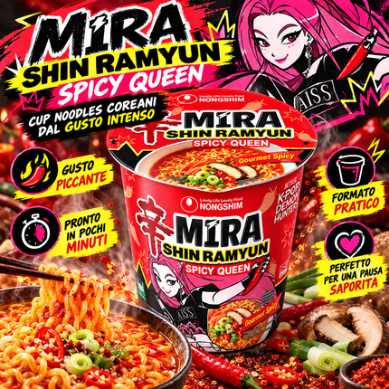 Nongshim – Shin Ramyun KPop Demon Hunters Mira Spicy Queen Cup – 68 g