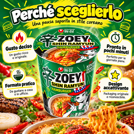 Nongshim – Shin Ramyun KPop Demon Hunters Zoey Burger Hero Cup – 68 g