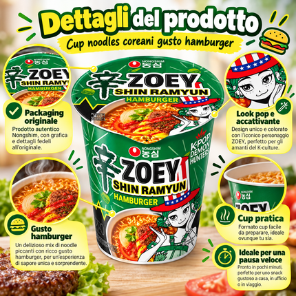 Nongshim – Shin Ramyun KPop Demon Hunters Zoey Burger Hero Cup – 68 g