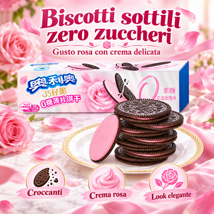 Oreo Ultra Thins Rose Zero Sugar – Biscotti al Gusto Rosa – 95 g