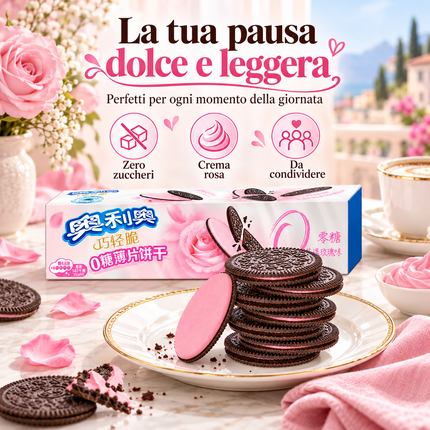 Oreo Ultra Thins Rose Zero Sugar – Biscotti al Gusto Rosa – 95 g