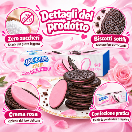 Oreo Ultra Thins Rose Zero Sugar – Biscotti al Gusto Rosa – 95 g