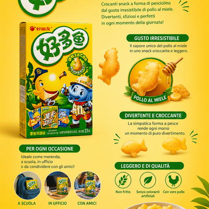 Orion Haoliyou Hao Duo Yu Snack Croccante al Gusto Pollo BBQ 33g