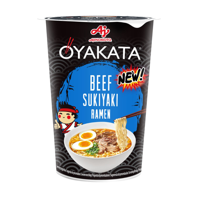 Oyakata Beef Sukiyaki Ramen Cup – Instant Noodles with Beef Sukiyaki Flavor 63 g