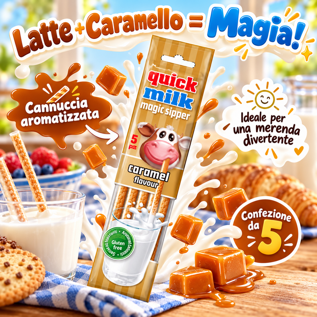 Quick Milk Magic Sipper Karamell – Aromatisierte Trinkhalme 30 g