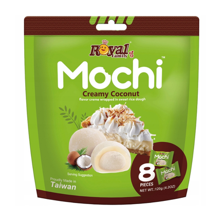 Royal Family Mochi Creamy Coconut 120g – Mochi Giapponese Ripieno alla Crema di Cocco (8 Pezzi)