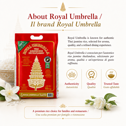 Royal Umbrella Thai Jasmine Rice 18kg – 100% Original Thai