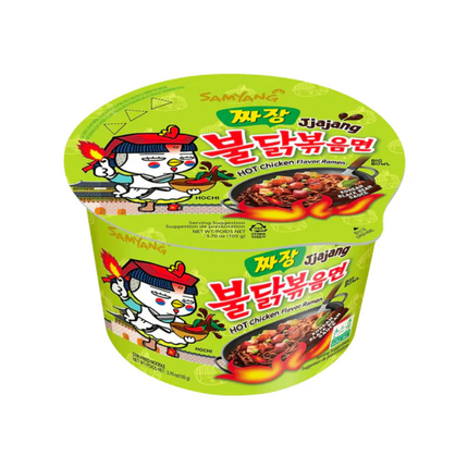 Samyang Buldak Jjajang Hot Chicken Ramen Bowl 105g – Ramen Coreano Piccante al Sapore Jjajang