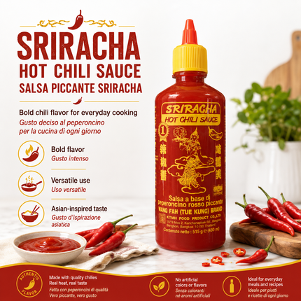 Sriracha Hot Chili Sauce Salsa Piccante al Peperoncino 450 ml