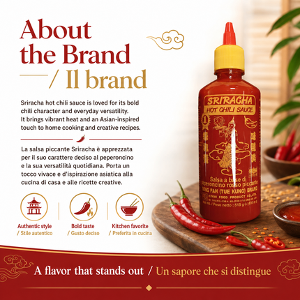 Sriracha Hot Chili Sauce Salsa Piccante al Peperoncino 450 ml