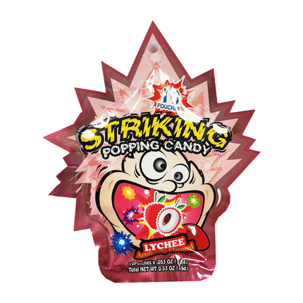 Striking Popping Candy Lychee 15g – Caramelle Frizzanti al Litchi con Effetto Scoppiettante