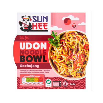 Sun Hee Udon Noodle Bowl Gochujang 240 g – Koreanische Udon Nudeln scharf mit Gochujang Sauce