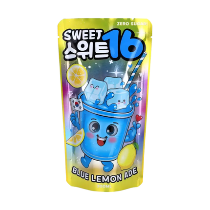 Sweet 16 Blue Lemon Ade Zero Sugar 200ml – Koreanisches Getränk mit blauer Zitrone, zuckerfrei