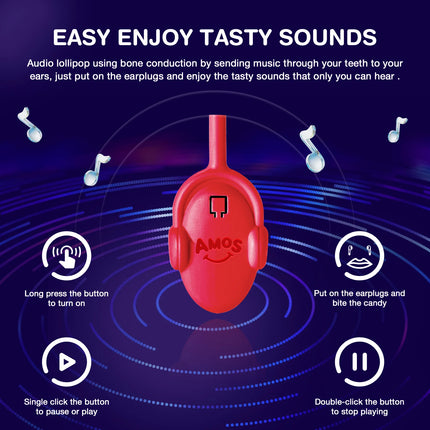 AMOS TastySounds Audio Lollipop – Honey Peach flavored "Happy Birthday" musical lollipop